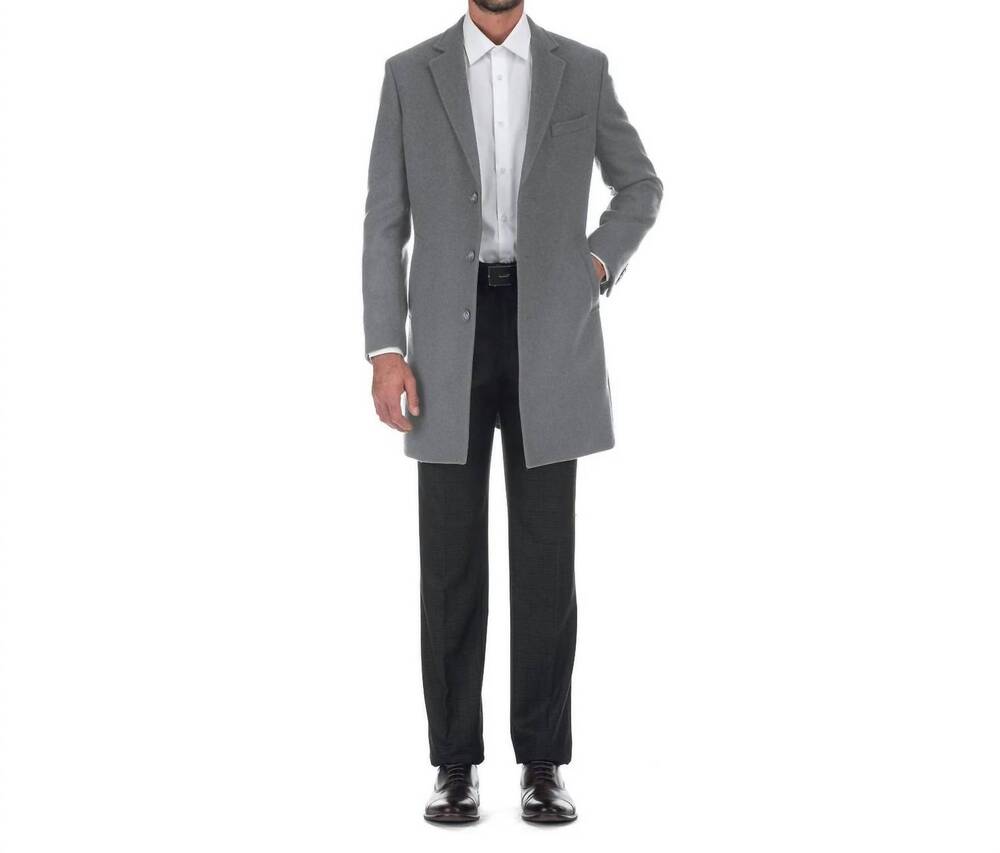 NEW ENGLISH LAUNDRY wool blend slim fit single breasted top coat in grey